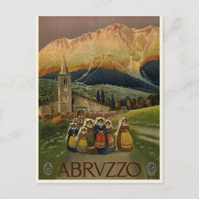 Vintage Retro Abrvzzo Tourismus Postkarte (Vorderseite)