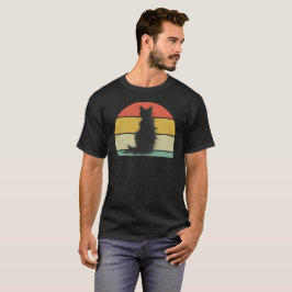Vintage Retro Abstractes Kritzel-Schwarze Katze T-Shirt
