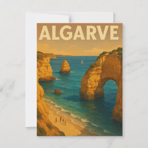 Vintage Retro Algarve Portugal Reise Postkarte