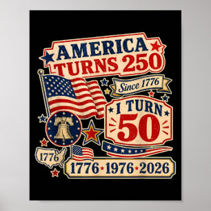 Vintage Retro Amerika wird 250 Wende 50 1976 50. Poster