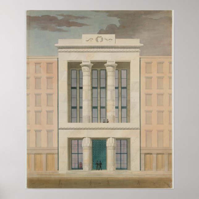 Vintage Retro-Architektur Zeichnend Gebäude-Fassad Poster (Vorne)