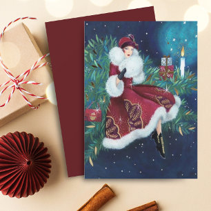 Vintage Retro Art Deco Frau Weihnachten