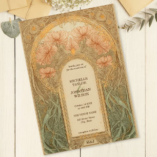Vintage Retro Art Nouveau Botanischer Garten Rahme Einladung