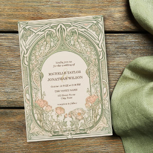 Vintage Retro Art Nouveau Botanischer Garten Rahme Einladung