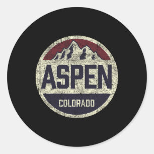 Vintage Retro Aspen Colorado Mountain Circle Skifa Runder Aufkleber