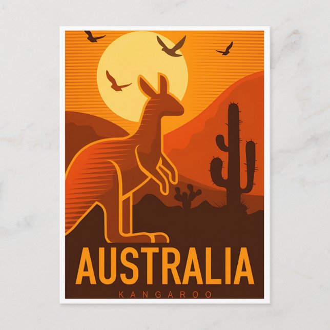 Vintage Retro Australien Kangaroo Australie Postkarte (Vorderseite)