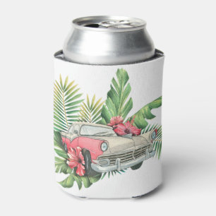 Vintage Retro Auto Tropical Monogram Junggesellinn Dosenkühler