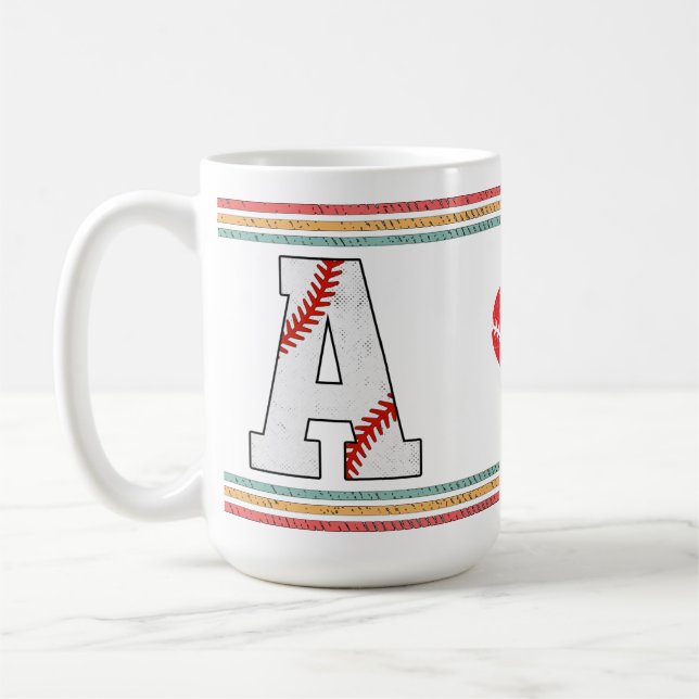 Vintage Retro Baseball Letter A Design Kaffeetasse (Links)