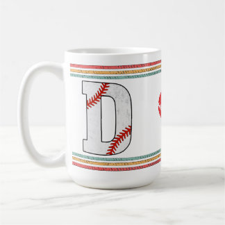 Vintage Retro Baseball Letter D Design Kaffeetasse