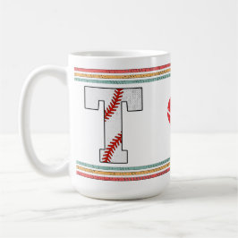 Vintage Retro Baseball Letter T Design Kaffeetasse