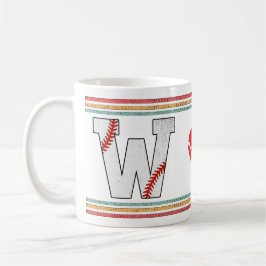 Vintage Retro Baseball Letter W Typography Kaffeetasse
