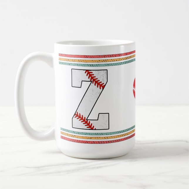 Vintage Retro Baseball Letter Z Distressed Kaffeetasse (Links)