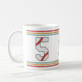 Vintage Retro Baseball Number 5 Distressed Kaffeetasse