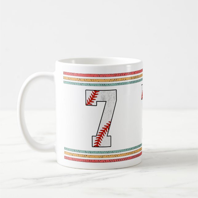Vintage Retro Baseball Number 7 Athletic Kaffeetasse (Links)