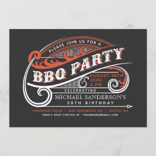 Vintage Retro BBQ-Party-Einladungen Einladung