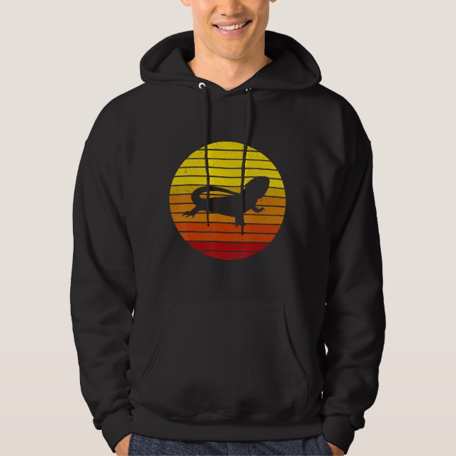 Vintage Retro Bearded Dragon Sunset   Hoodie (Vorderseite)