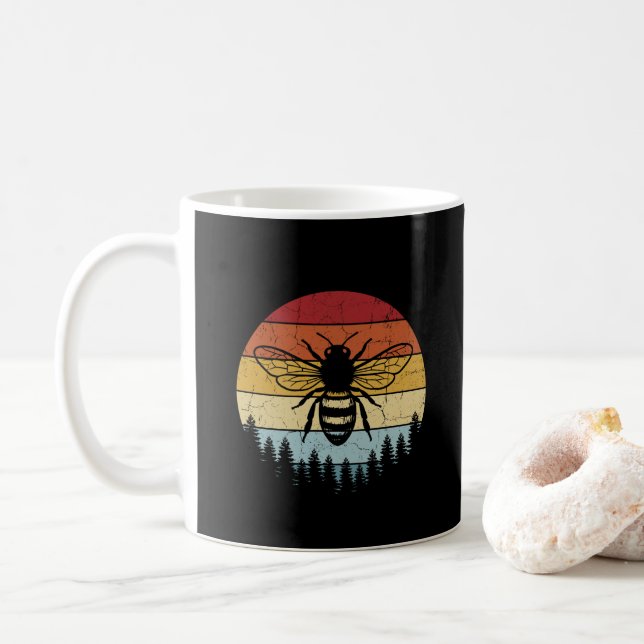 Vintage Retro Bees Beekeeper Beekeeping Kaffeetasse (Mit Donut)