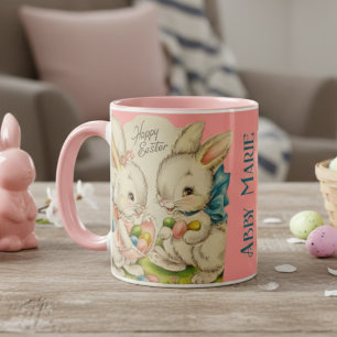 Vintage Retro Benutzerdefinierte Fröhliche Ostern Tasse
