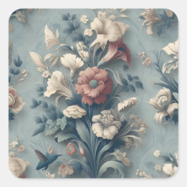 Vintage Retro-Blume und klassische Muster Quadratischer Aufkleber