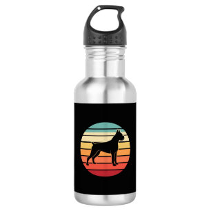 Vintage Retro Boxer-Hund Sonnenuntergang Silhouett Edelstahlflasche