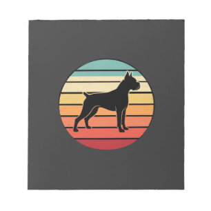 Vintage Retro Boxer-Hund Sonnenuntergang Silhouett Notizblock