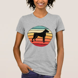 Vintage Retro Boxer-Hund Sonnenuntergang Silhouett T-Shirt