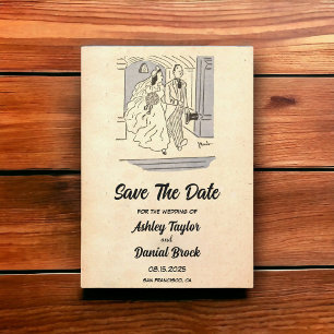 Vintage Retro-Braut Hochzeit speichern das Datum Einladung