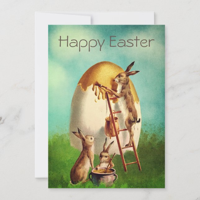 Vintage Retro Bunny Easter Feiertagskarte (Vorderseite)