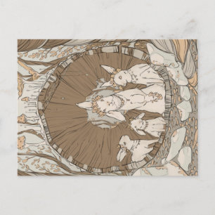 Vintage Retro Bunny Rabbits Postkarte