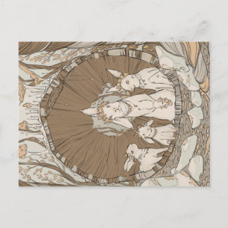 Vintage Retro Bunny Rabbits Postkarte