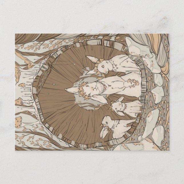 Vintage Retro Bunny Rabbits Postkarte (Vorderseite)