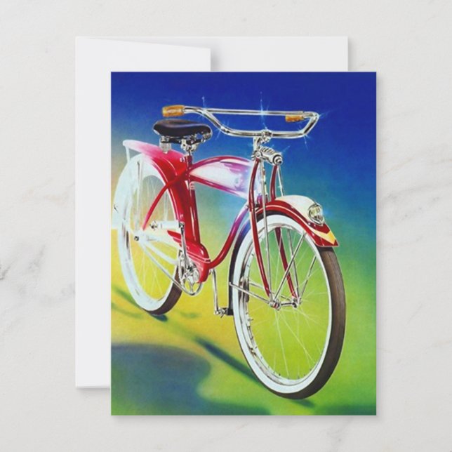 Vintage Retro bunte Fahrrad-Party Einladungen (Vorderseite)