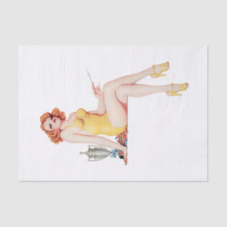 Vintage Retro-Button-Up-Girl-Decoupage-Möbel Seidenpapier