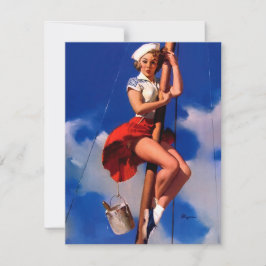 Vintage Retro Button up Girl Illustration