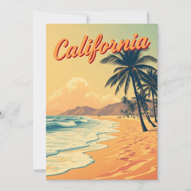 Vintage Retro California Beach Travel Card (Vorderseite)