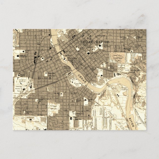 Vintage Retro Cedar Rapids Iowa Postkarte (Vorderseite)