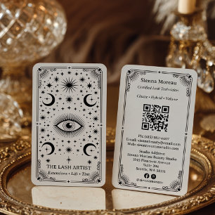 Vintage Retro Celestial Tarot Wimpernkünstler QR C Visitenkarte