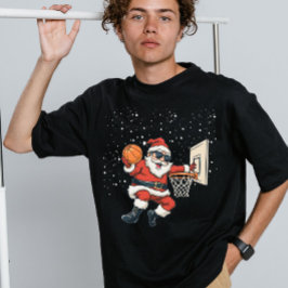 Vintage Retro Christmas Santa Dunking A Basketball Tri-Blend Shirt