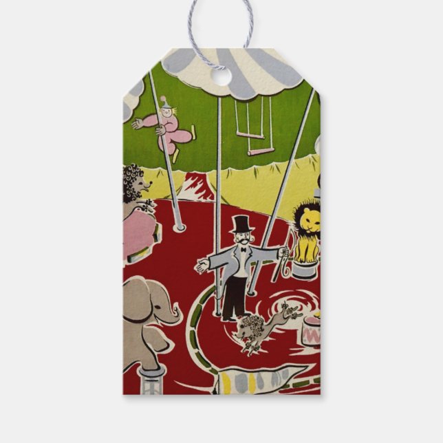 Vintage Retro Circus Animals Ring Theme Geschenkanhänger (Vorderseite)