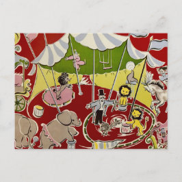 Vintage Retro Circus Animals Ring Theme Postcard Postkarte