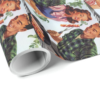 Vintage Retro-Couple-GRILLEN Geschenkpapier