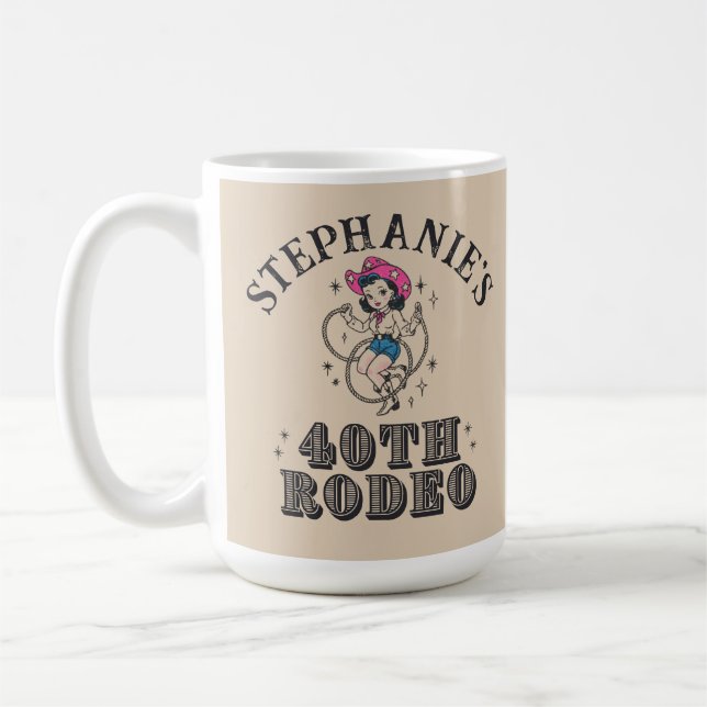 Vintage Retro Cowgirl 40th Birthday Party  Kaffeetasse (Links)