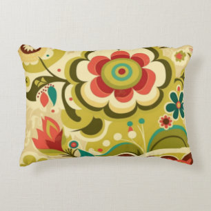 Vintage Retro-Design Blumen hellgrün Dekokissen