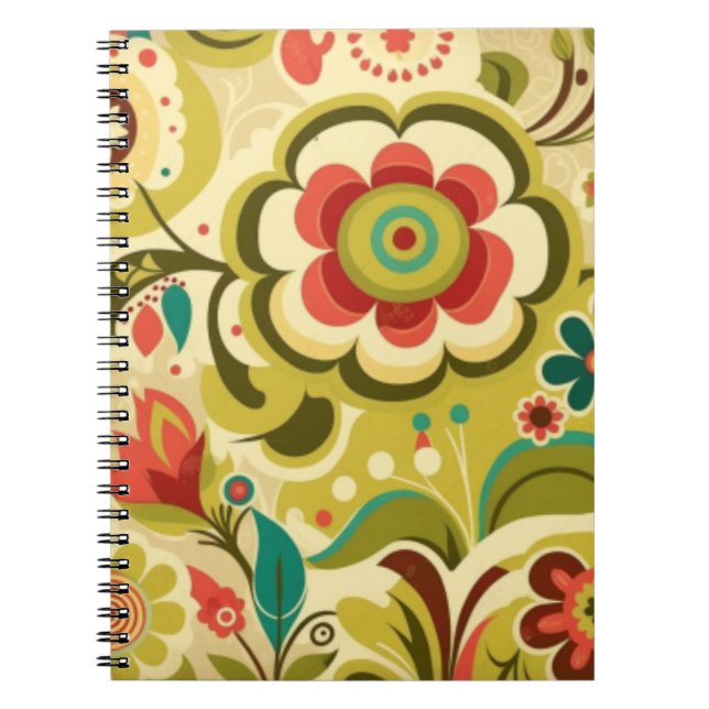 Vintage Retro-Design Blumen hellgrün Notizblock (Vorderseite)