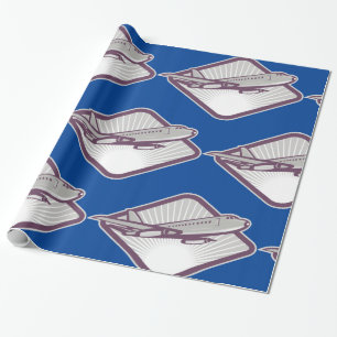 Vintage Retro Düsenflugzeug Luftfahrt Geschenkpapier