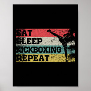 Vintage Retro Eat Sleep Kickbox Repeat Lustiges Ki Poster