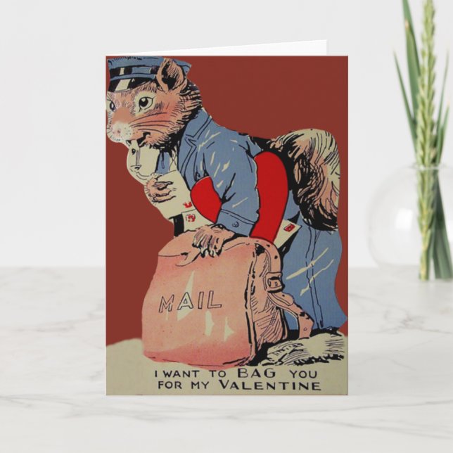Vintage Retro EichhörnchenMailmanvalentine-Karte Feiertagskarte (Vorderseite)