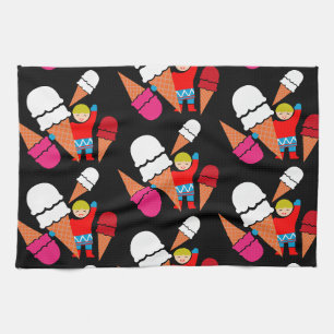 Vintage Retro Eiscreme-Kunst Geschirrtuch