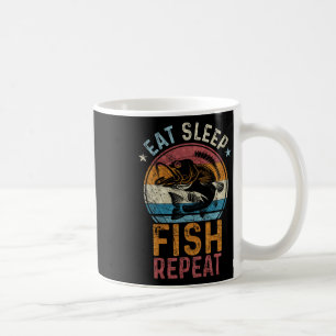 Vintage Retro Essen Schlaf Fisch Wiederholen Kaffeetasse