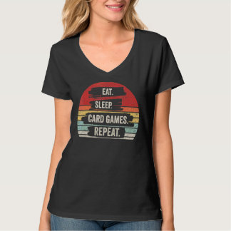 Vintage Retro Essen Schlaf Kartenspiele Wiederholu T-Shirt